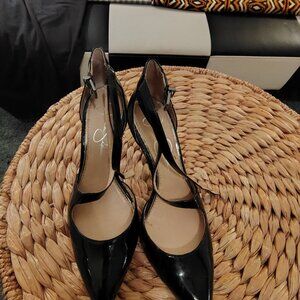 Black Leather Pumps by Jessica Simpson